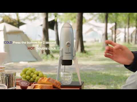 Преносима кафемашина Rocket 3в1, съвместима с капсули Nespresso, капсули Dolce Gusto и мляно кафе, 7800 mAh батерия, 19 бара, Бял