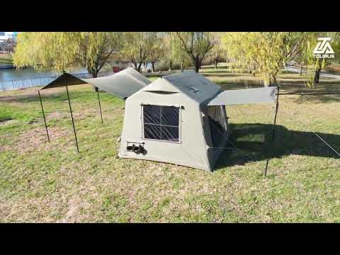 Tourus AirCamp X7 – Надуваема палатка, 8.1 м², Четириместна палатка, Зелен, 300x270x220 см